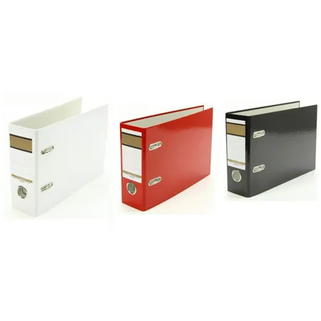 Livepac Office Ordner DIN A5, quer, 75 mm breit, 3 Stück je 1x in weiß, rot und schwarz