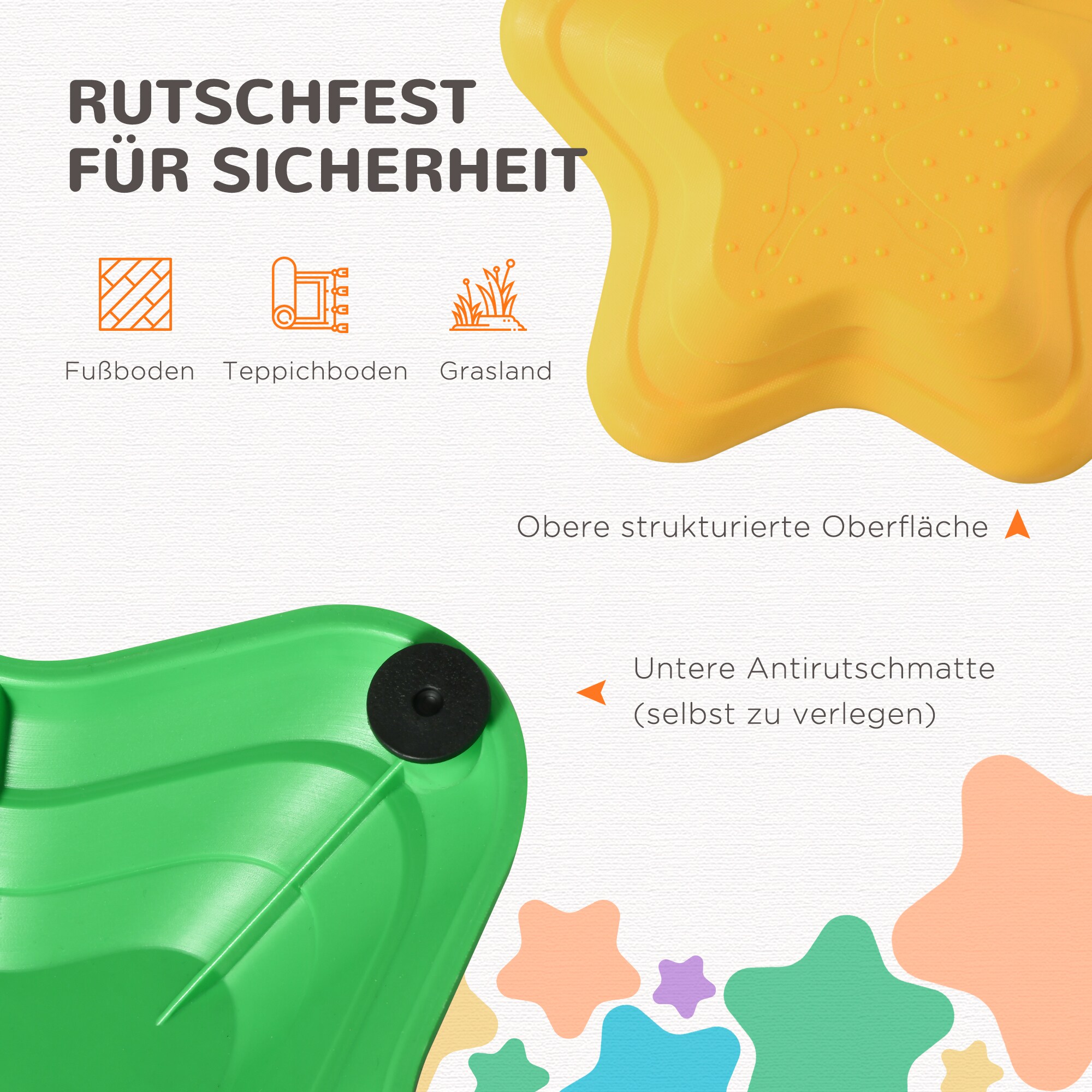 ZONEKIZ 11er Flusssteine-Set aus robustem Material bunt 36,5L x 36,5B x 16H cm