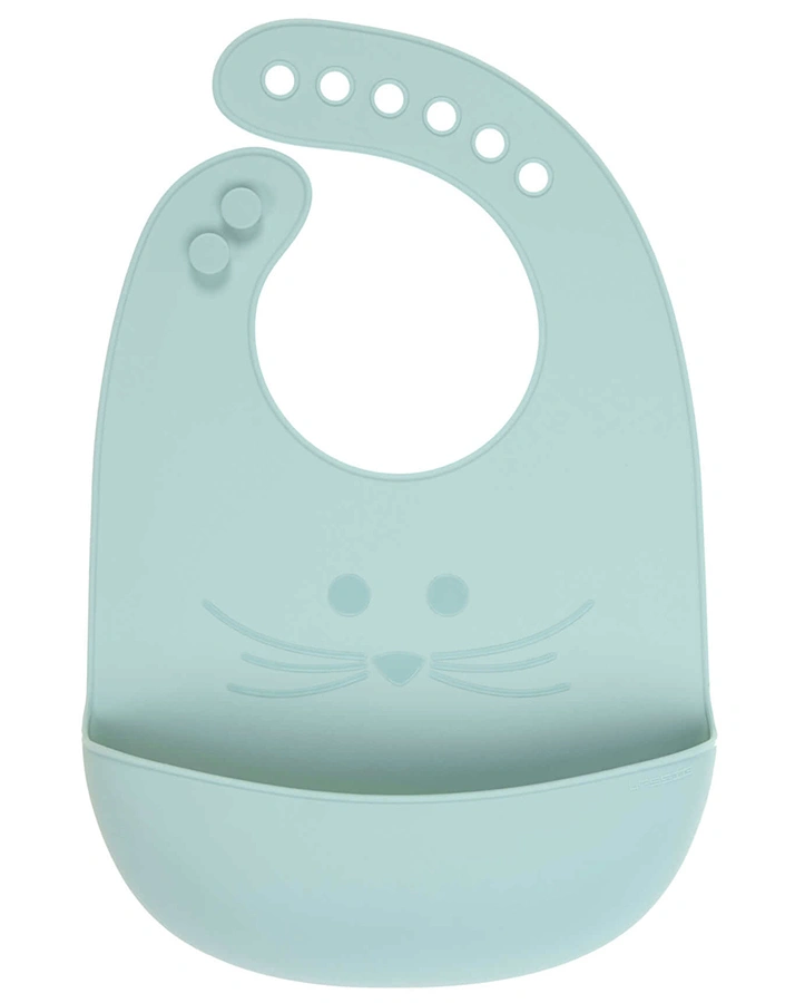 Silikon-Lätzchen LITTLE CHUMS – MOUSE mit Auffangschale in blau
