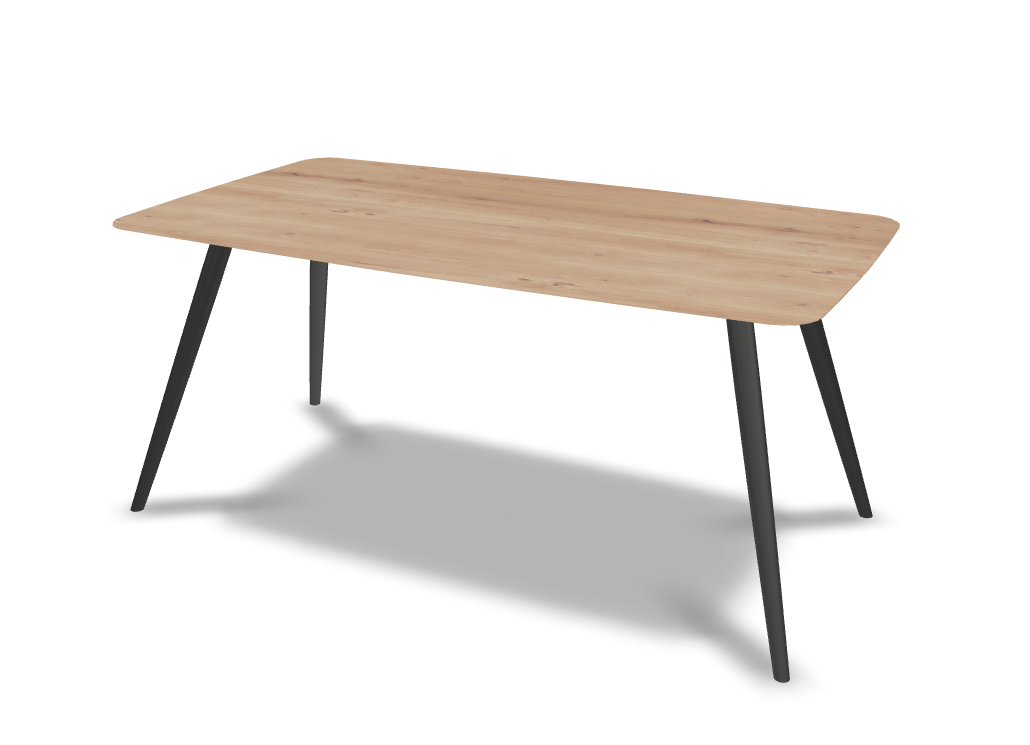 They & Me eettafel Joy – bootsvorm – eiken rustiek bianco olie – onderstel TM100 antraciet 160 x 90 x 75 | Eiken Rustiek Bianco Olie | Verjongde Rand | Frame TM100 antraciet