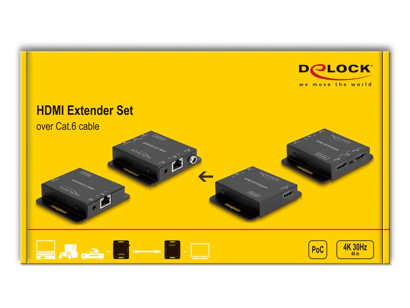 Delock HDMI Extender Set 4K 30Hz Delock HDMI Extender Set über Cat.6 Kabel 4K 30 Hz