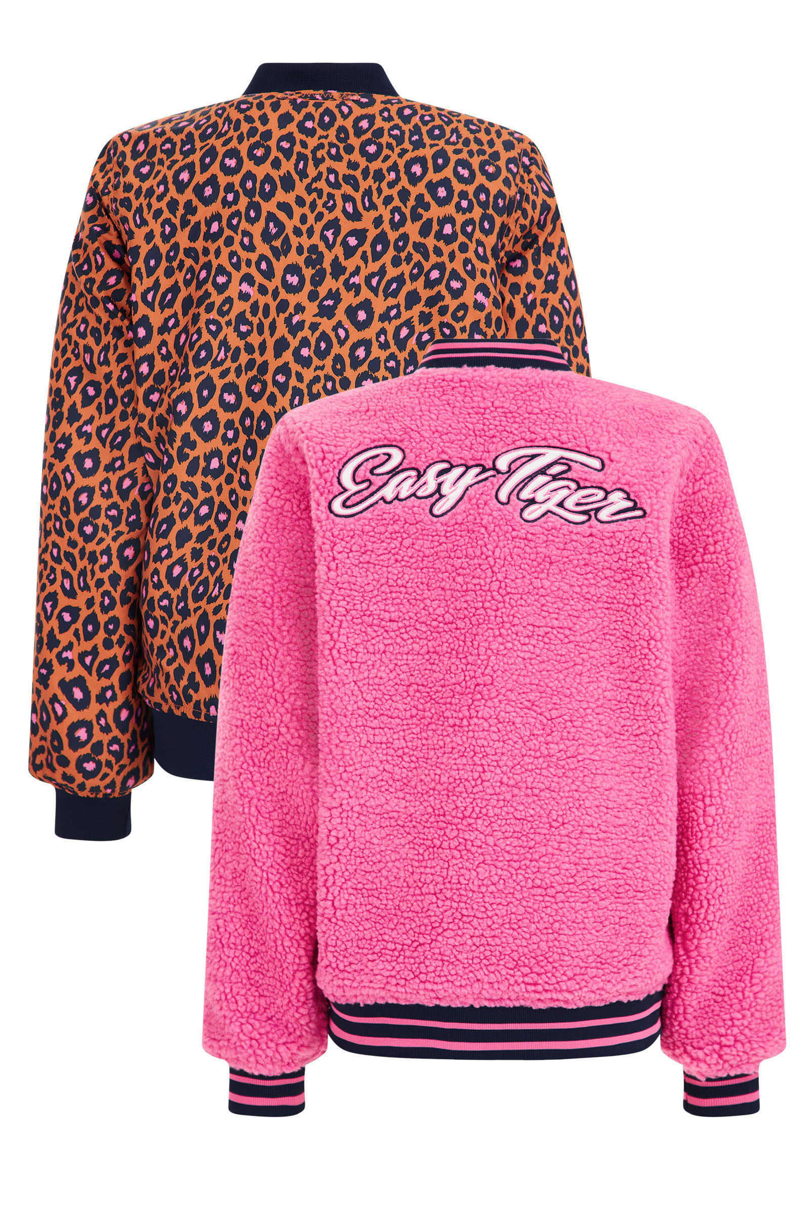 Meisjes reversible bomberjack met dessin WE Fashion Roze