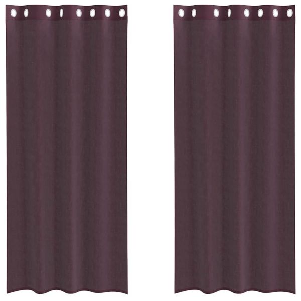 vidaXL Cortinas de Voile com Ilhós 2 Peças Roxo 140x225 cm - 1868466359