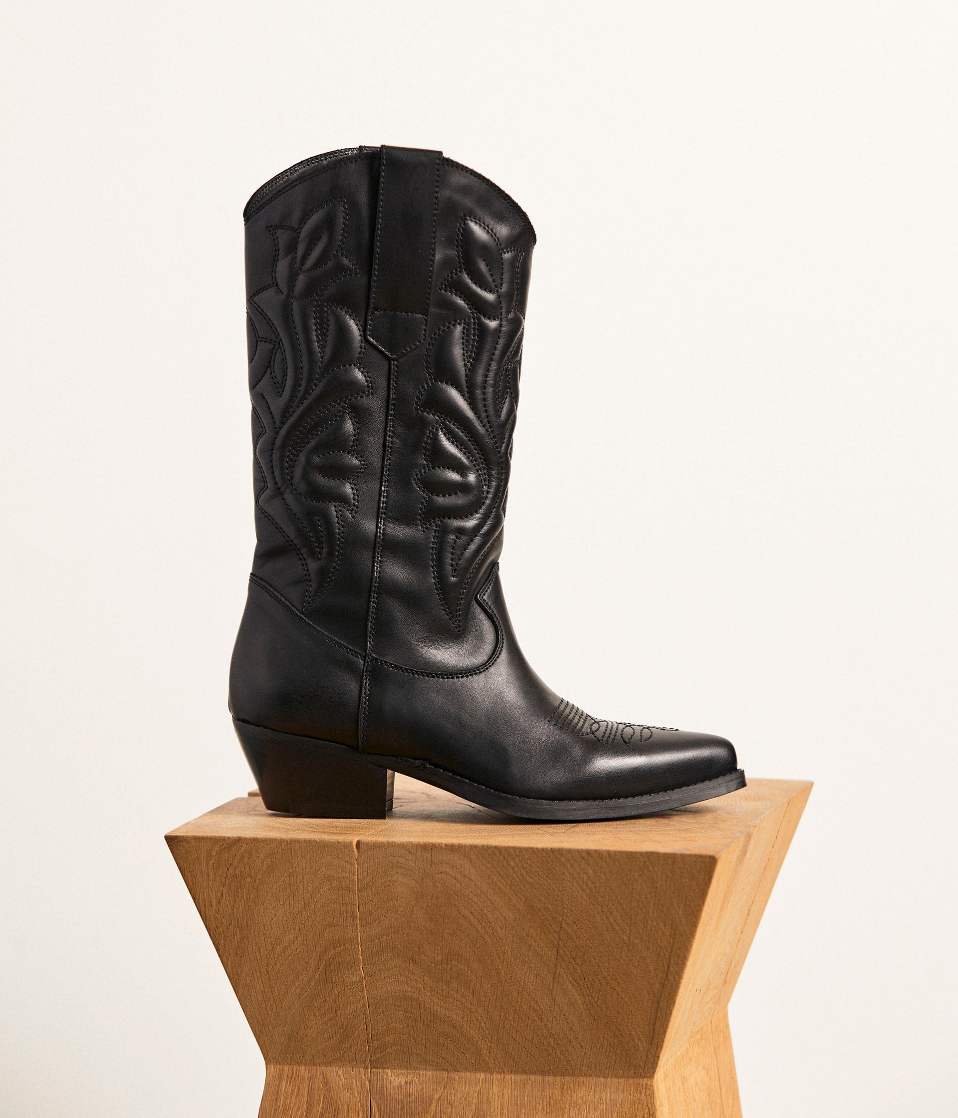 Santiags cuir noir Zély