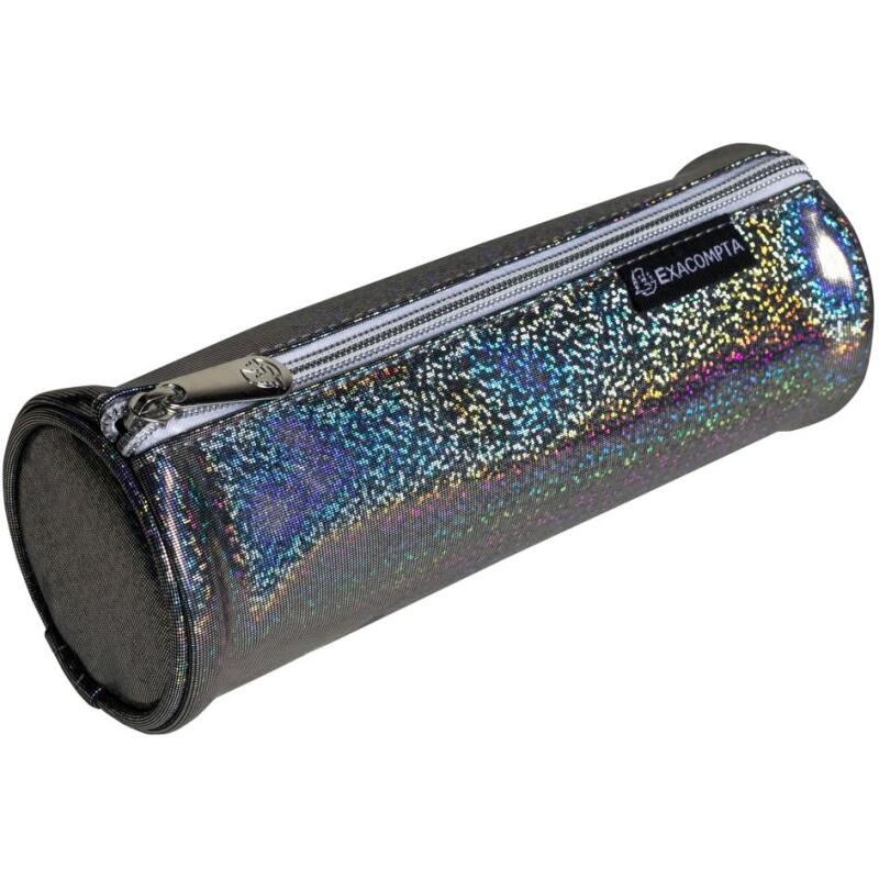 Trousse ronde PU Glitter - 22,5x7,5cm - Couleurs assorties