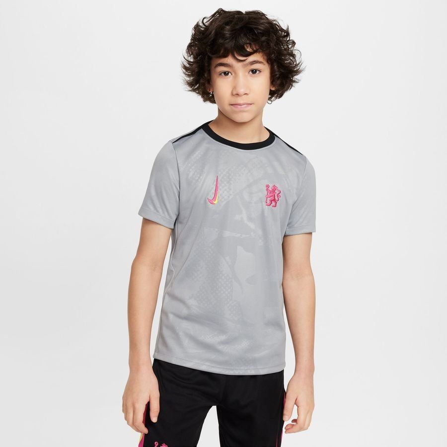 Chelsea T-shirt d'Entraînement Dri-FIT Academy Pro Avant-Match 3ème - Gris/Noir/Rose Enfant