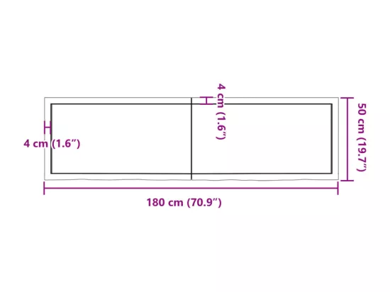 Comptoir de salle de bain marron 180x50x(2-4) cm bois traité