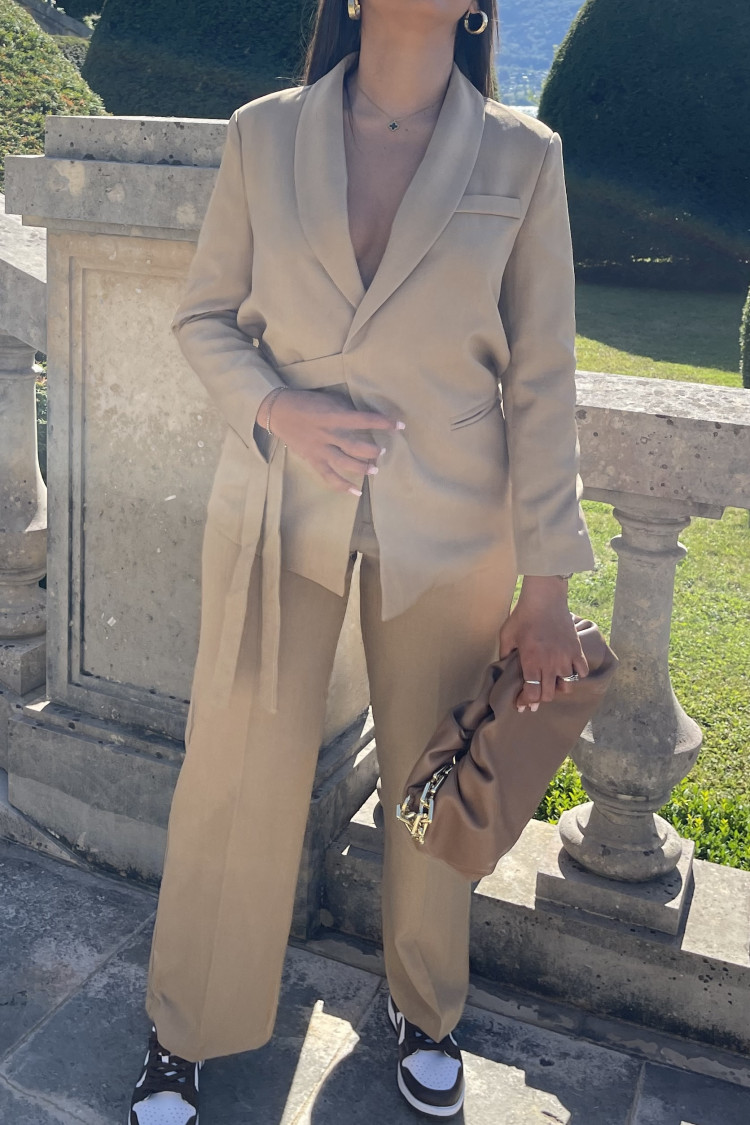 Ensemble 2 pièces blazer + pantalon beige foncé