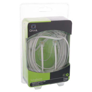 Q-Link telefoon aansluitsnoer modulair 2RJ11 plug 10 meter wit
