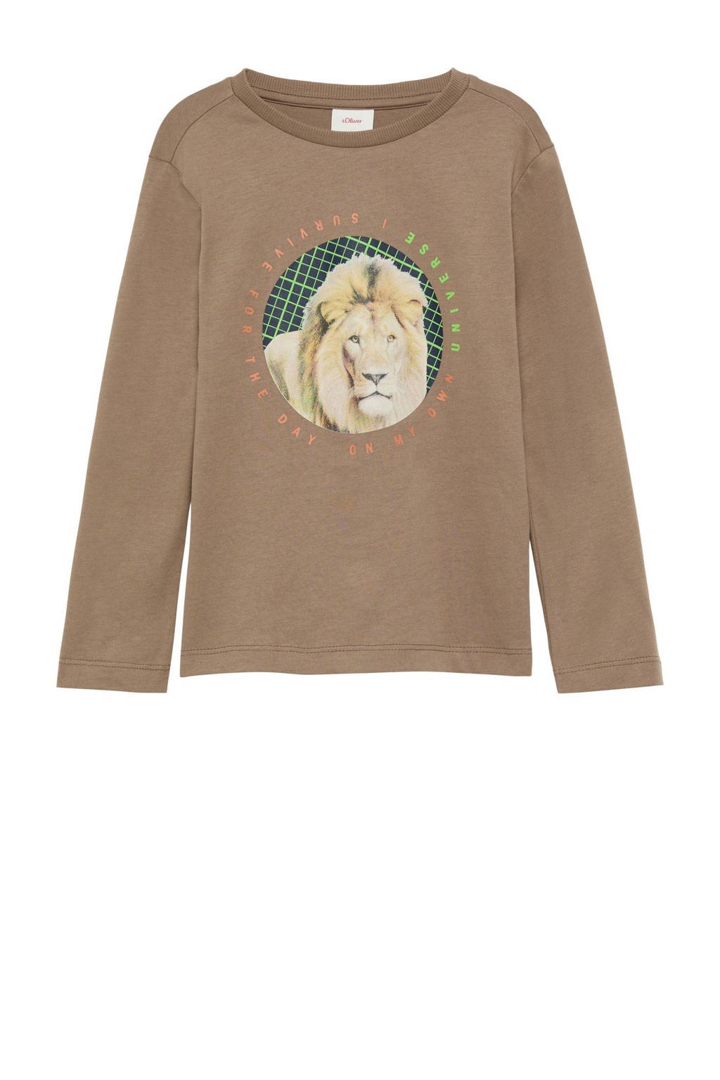 s.Oliver longsleeve met printopdruk bruin