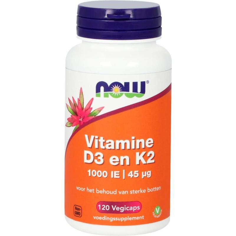 Now Vitamine D3 en K2 120 capsules