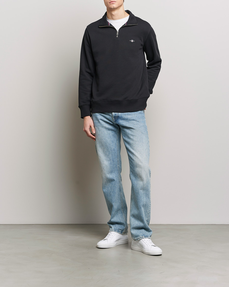 GANT Original Shield Half Zip Sweater Black