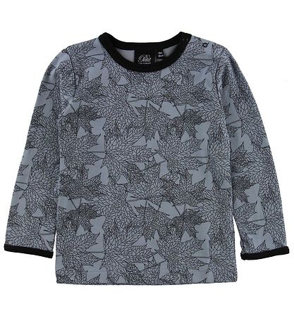 Petit by Sofie Schnoor Bluse - Wolle/Baumwolle - Blau m. Blätter