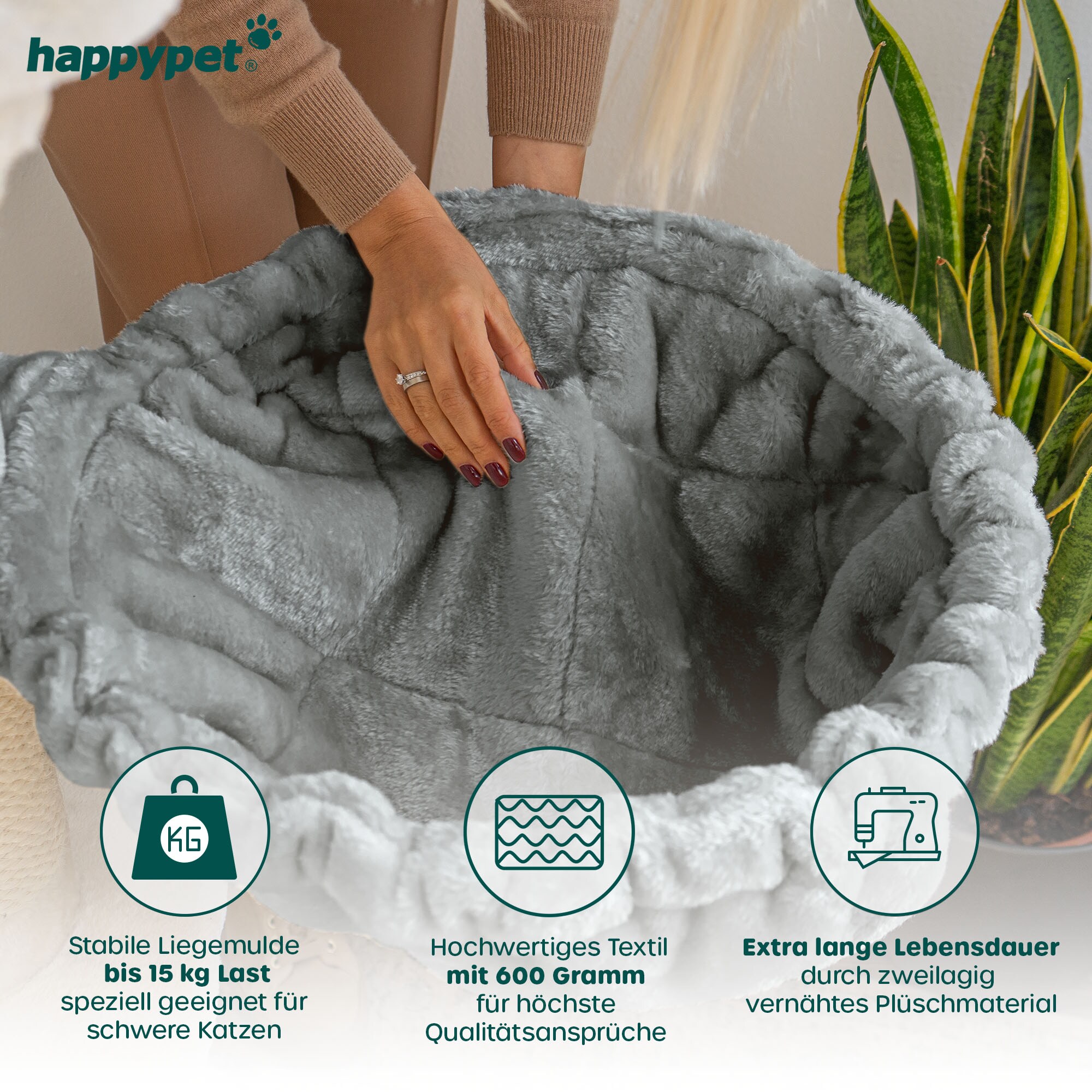 HAPPYPET Universal XXL Liegemulde für Kratzbaum Ø 45 cm, Grau | Grau