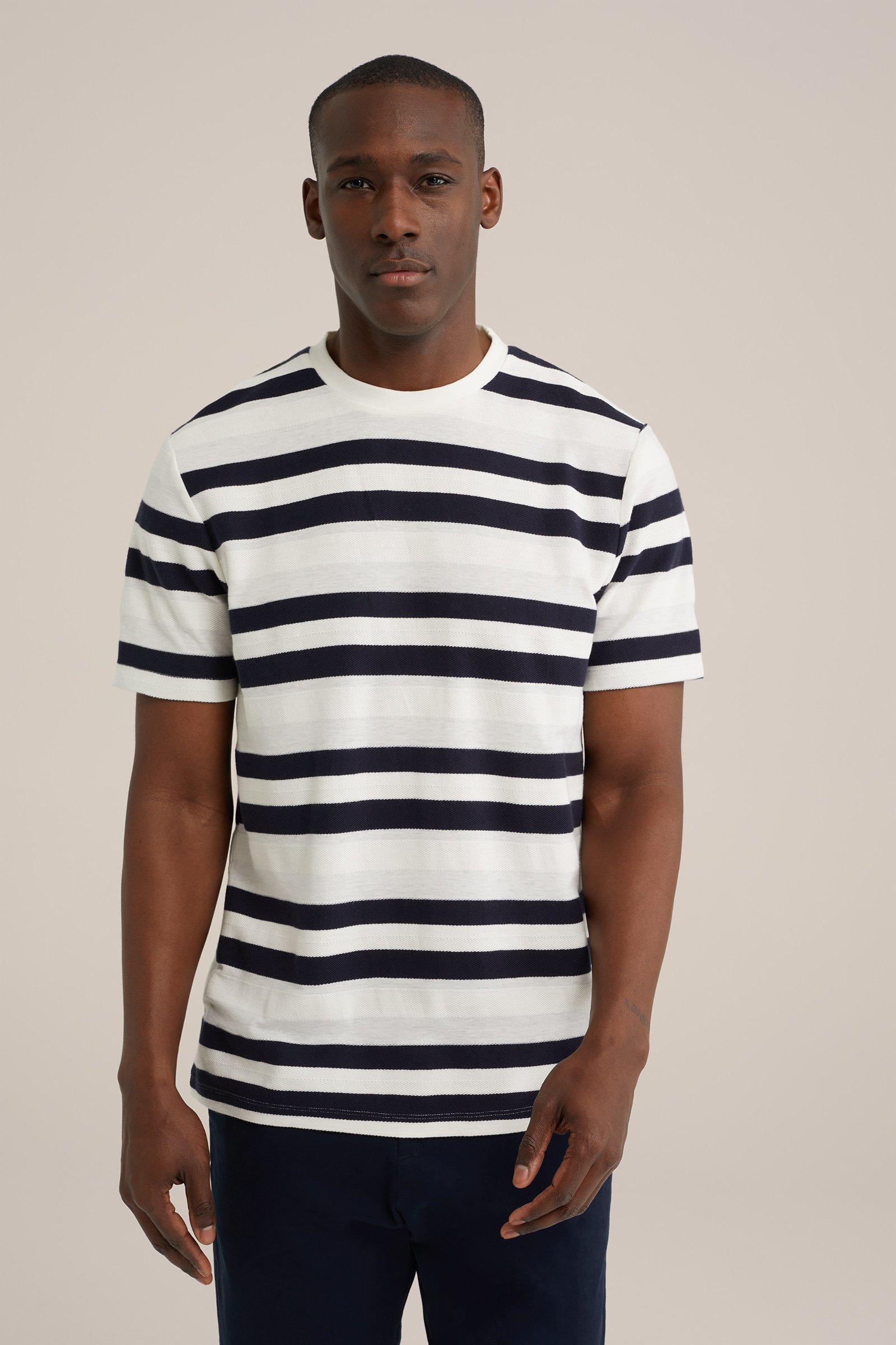 T-shirt met dessin WE Fashion Donkerblauw