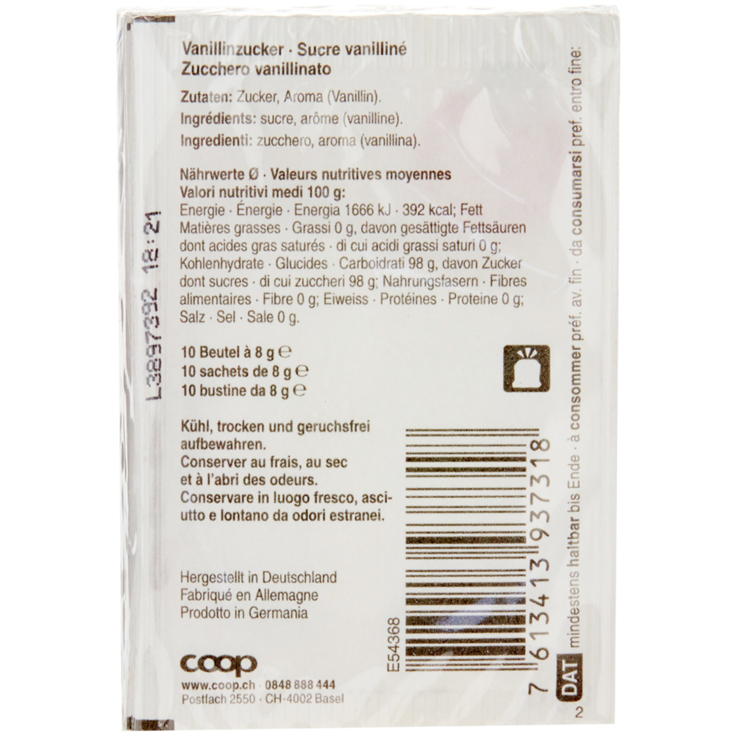 Prix Garantie Vanillinzucker 10x8g