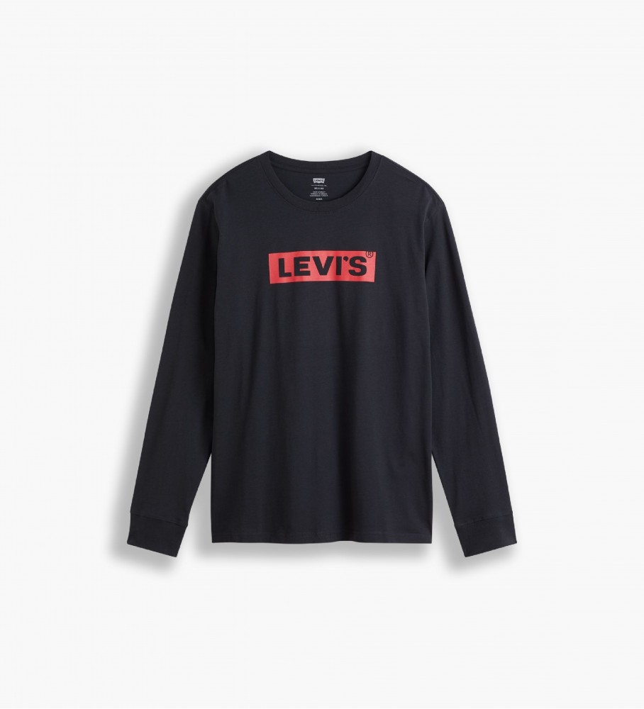 Camiseta Levi's preta de manga comprida com estampa e modelagem relaxada