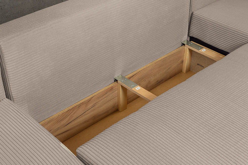 XXL Wohnlandschaft LODGE 315cm greige Cord Sofa mit Schlaffunktion und Stauraum