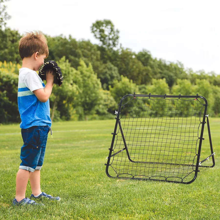 HOMCOM Fußball Rebounder mit verstellbaren Winkeln schwarz