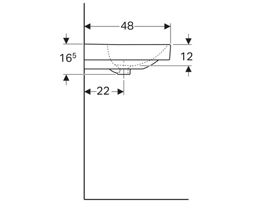 GEBERIT dubbele wastafel Smyle Square 120 cm wit met 2 kraangaten 500253011