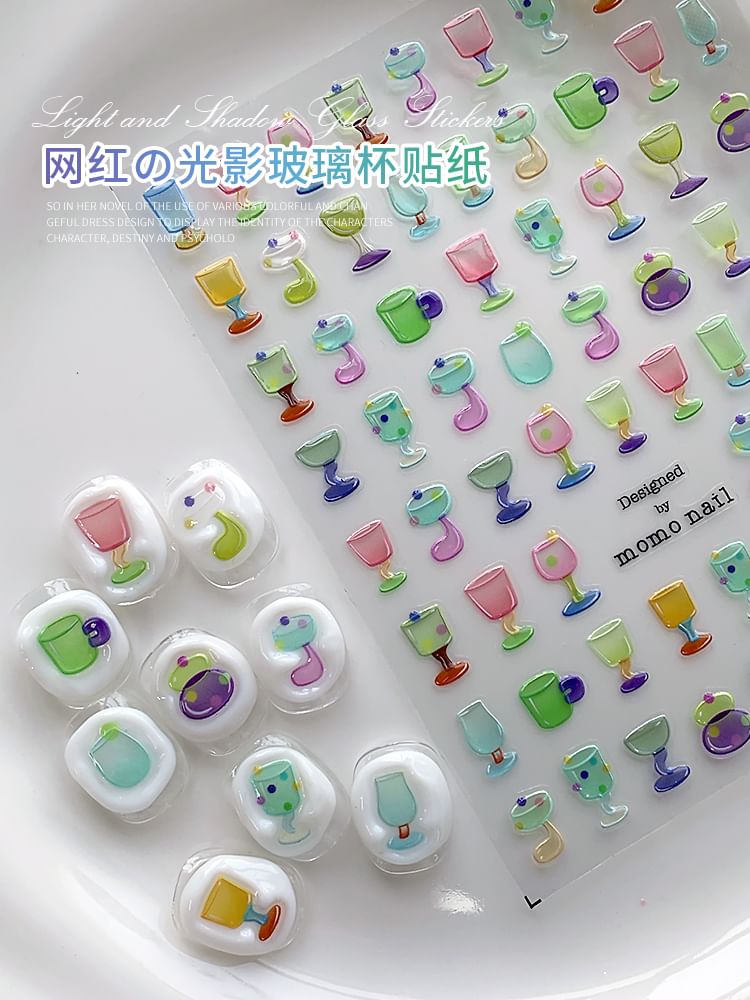 Padoma - Wijnglasprint Nail Art Stickers (Diverse ontwerpen)