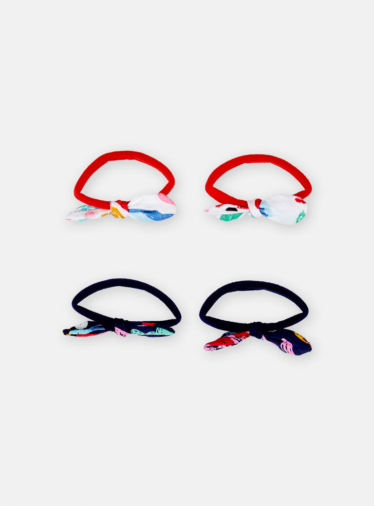 Lot de 4 élastiques à nuds fleuris pour fille
