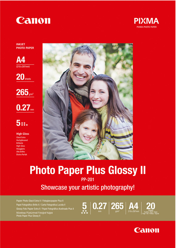 Canon Photo Paper Plus Glossy II Fotopapier, A4, 265 g/m², hochglanz