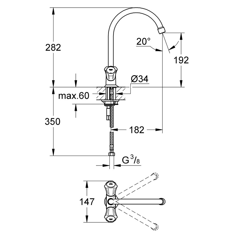 Grohe Costa keukenkraan chroom, inc. kettingoog