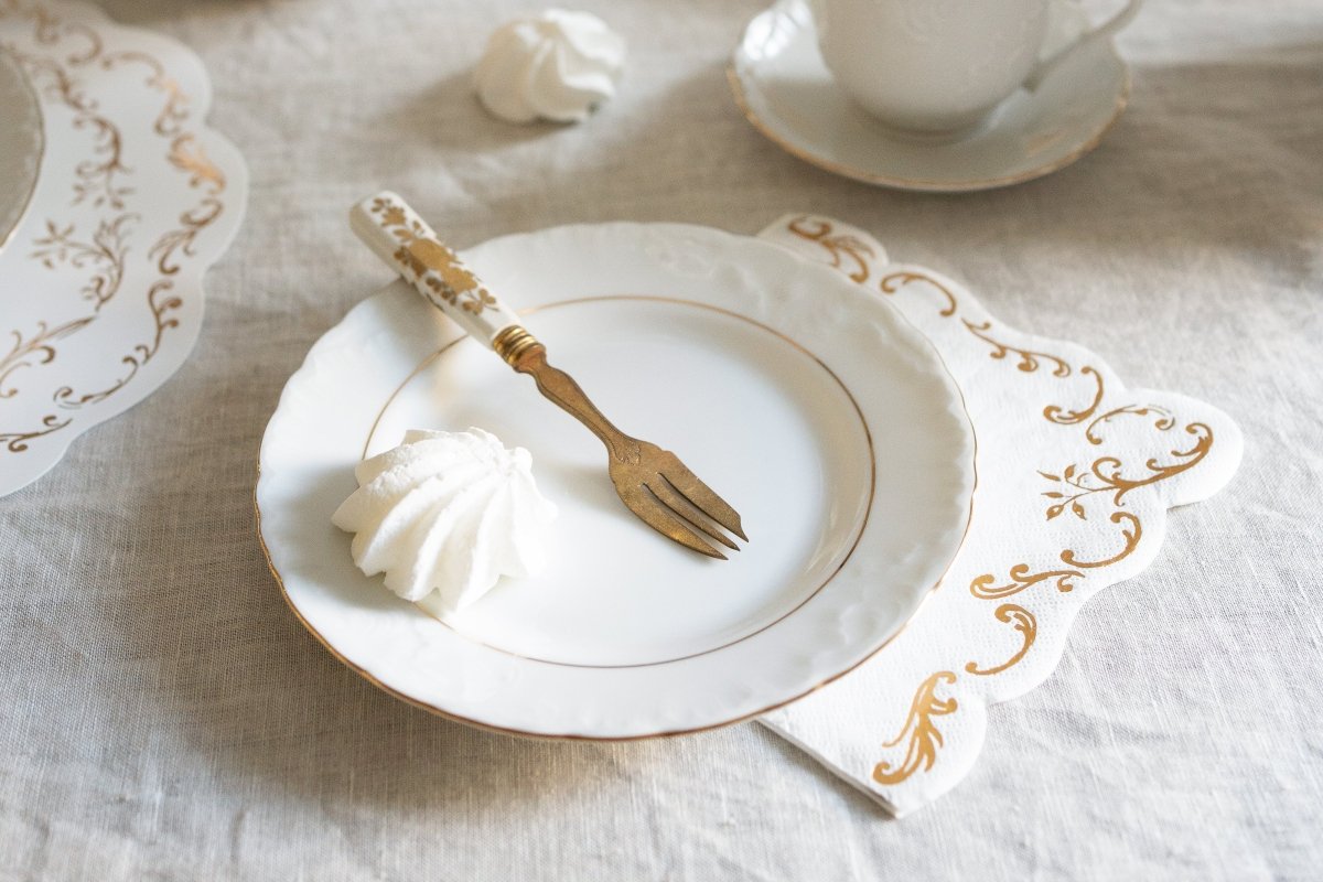 Goud Witte Servetten Ornament 33cm