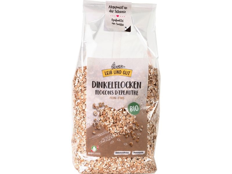 Leib und Gut Bio Dinkelflocken fein 450 g Feinblättrige Flocken in Bio-Qualität