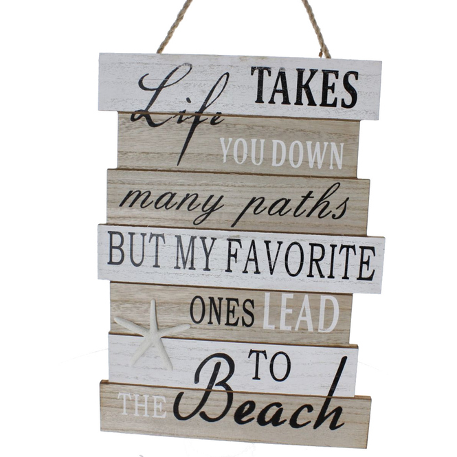Dekoschild - Beach - aus Holz - ca. 29,5 x 0,5 x 40 cm