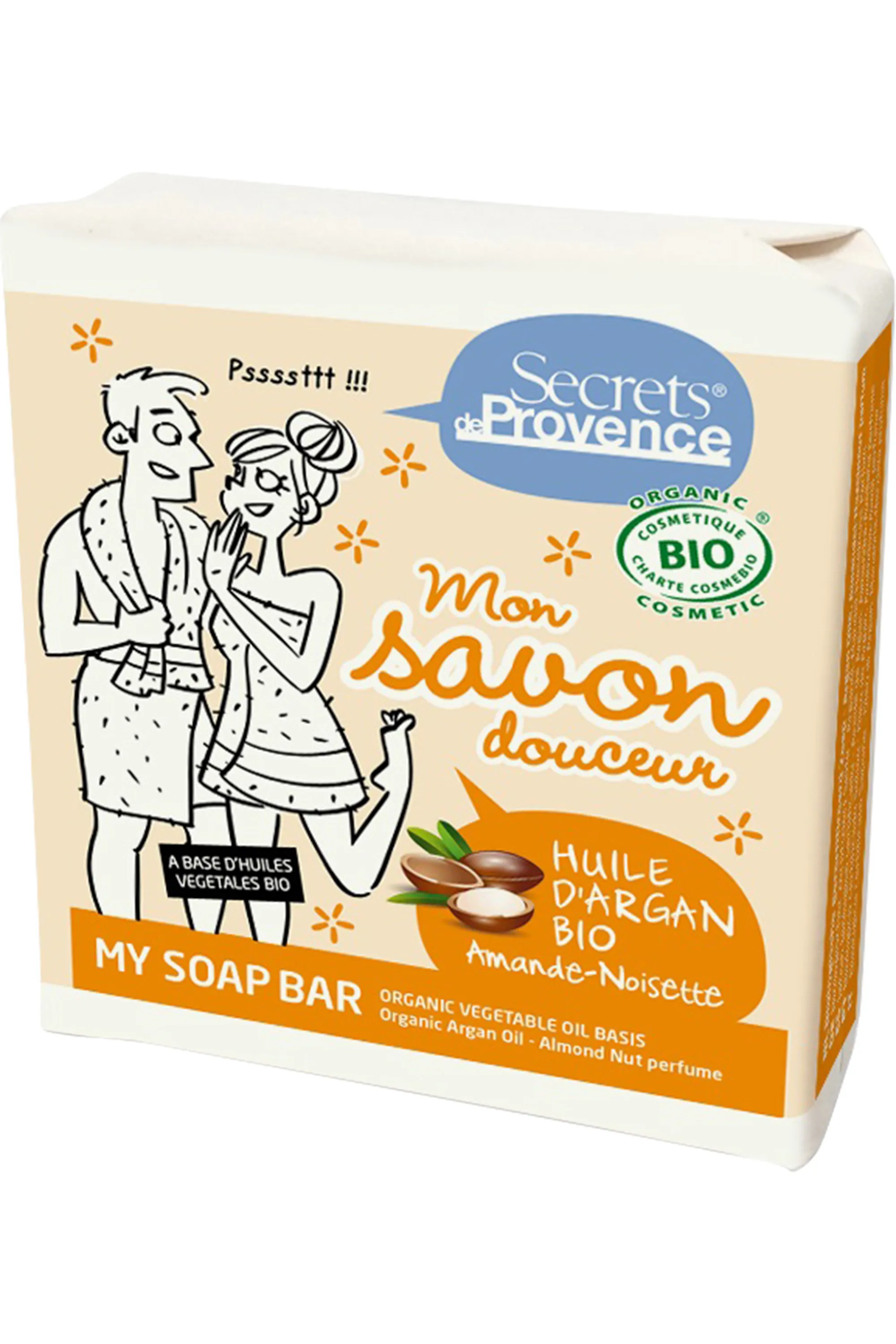 Secrets de Provence Savon bio à l’huile d’argan & au parfum amande-noisette-100 g