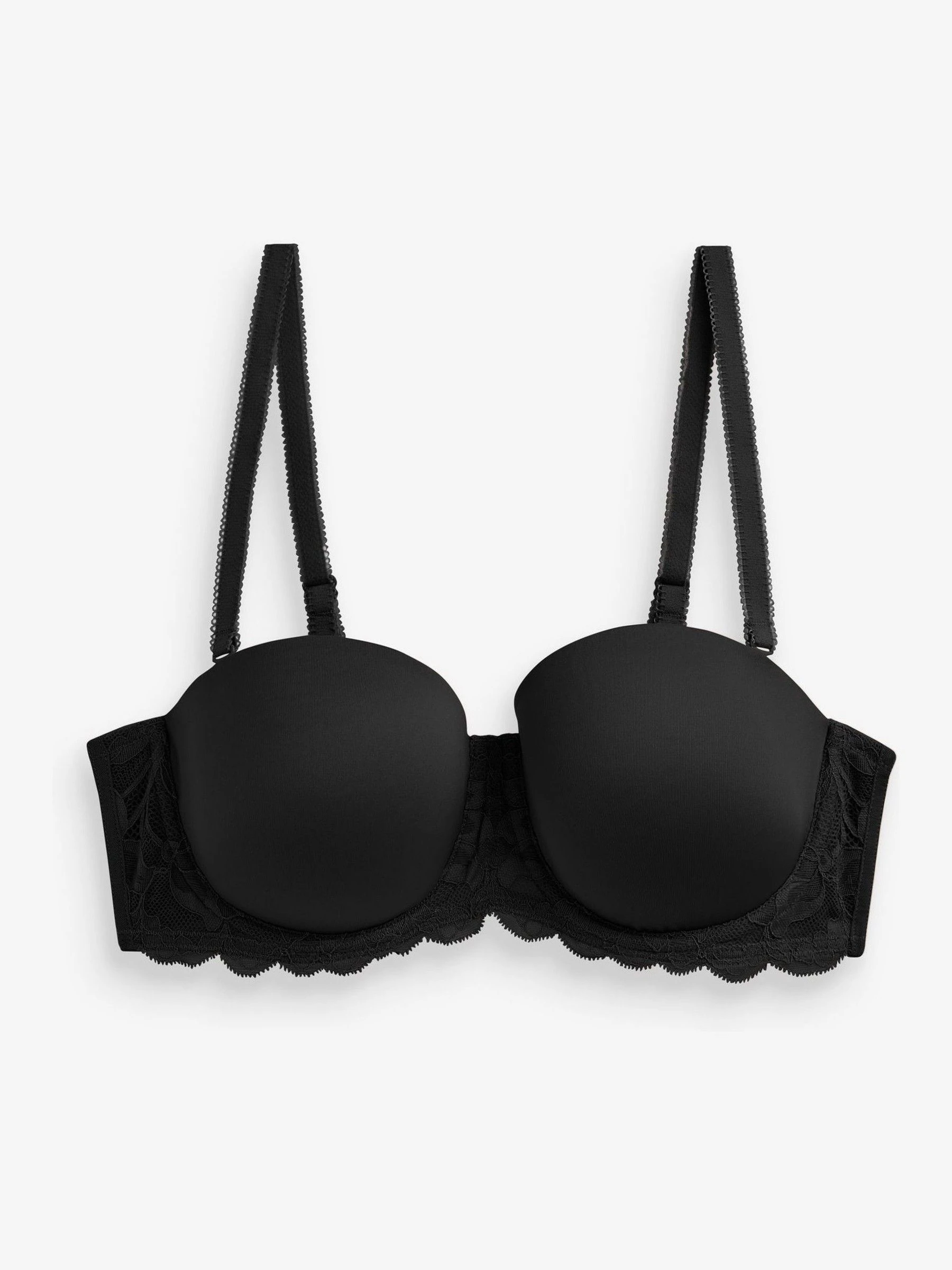 Zwart/praline huidskleur - Verpakking van 2 strapless multiway beha's met lichte vulling in cupmaten A-E