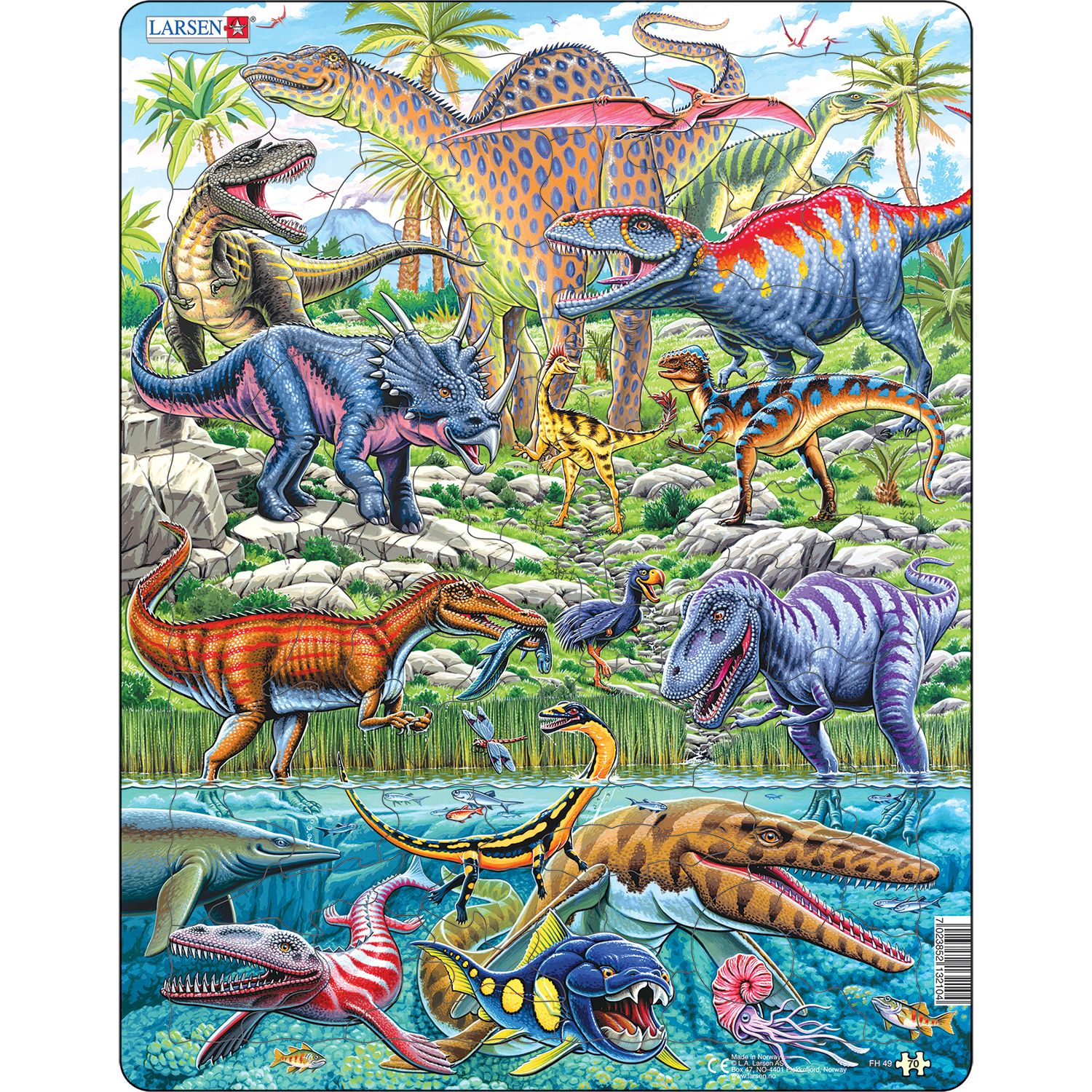 Platepusle Maxi Dinosaurer i farger 70 biter