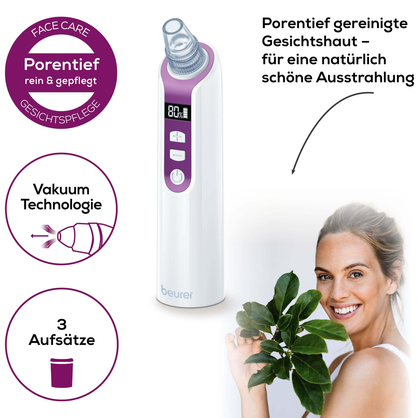 FC 41 Multifunktioneller Porenreiniger Vakuum Gesichtsreiniger (58417) - Weiss / Lila