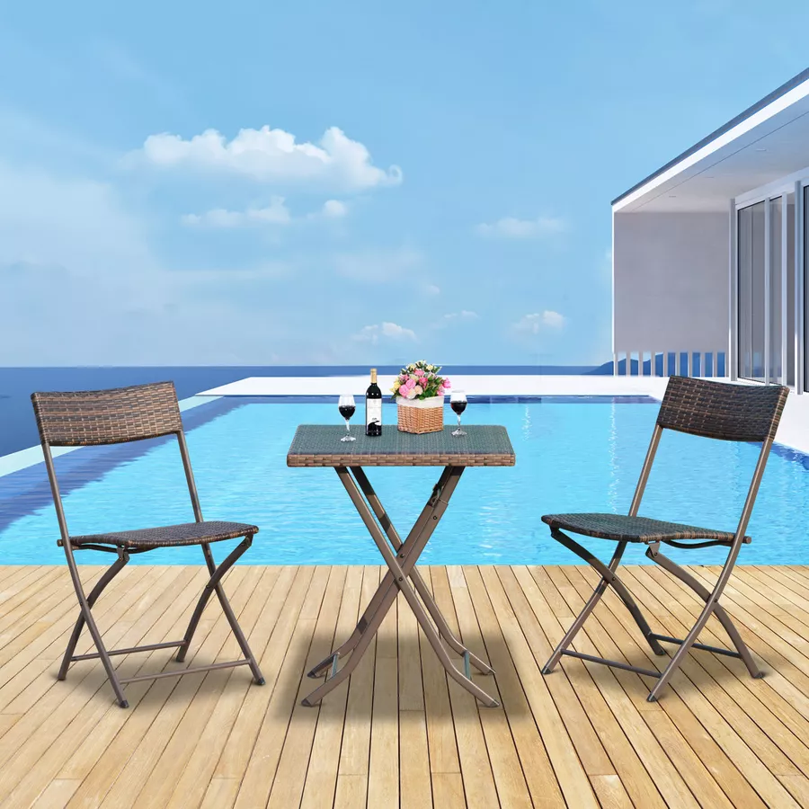 Outsunny Balkonmöbel als 3-teiliges Set kaffeebraun