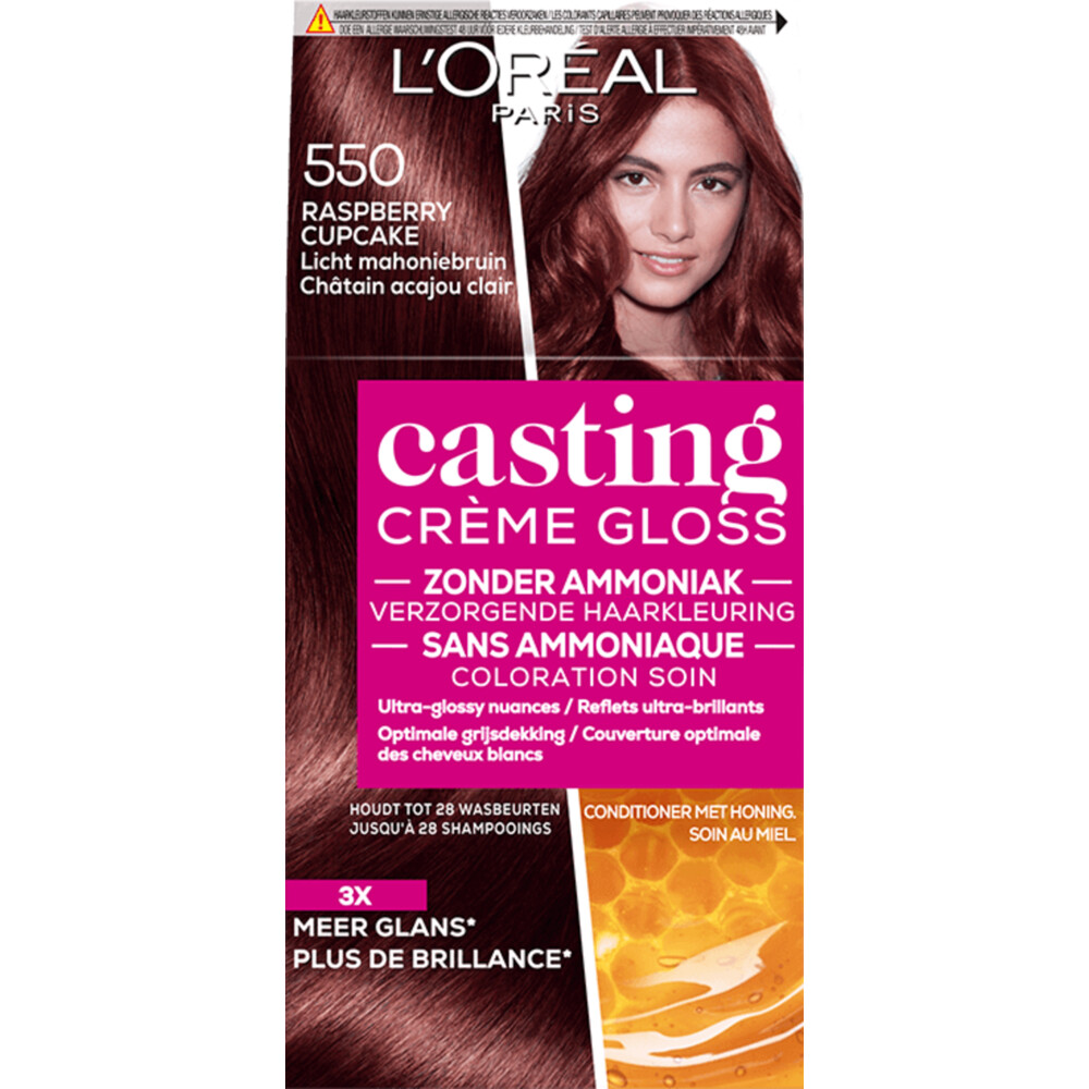 L'Oréal Casting Crème Gloss Semi-Permanente Haarkleuring 550 Raspberry Cupcake - Licht Mahoniebruin