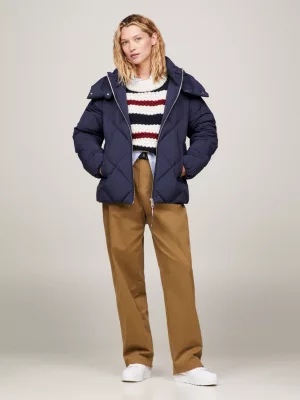 Jaqueta puffer com acolchoamento em losangos