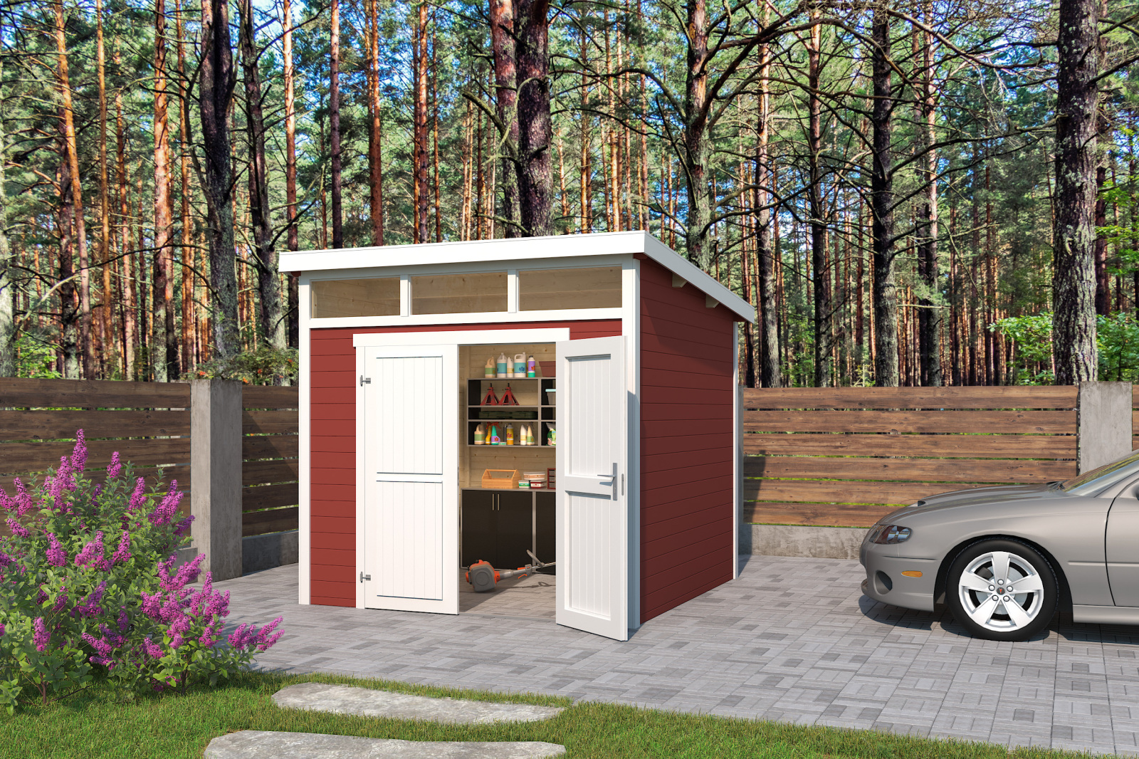 Gartenhaus KIBO 3 - schwedenrot - Fichte massiv - 250x250 cm