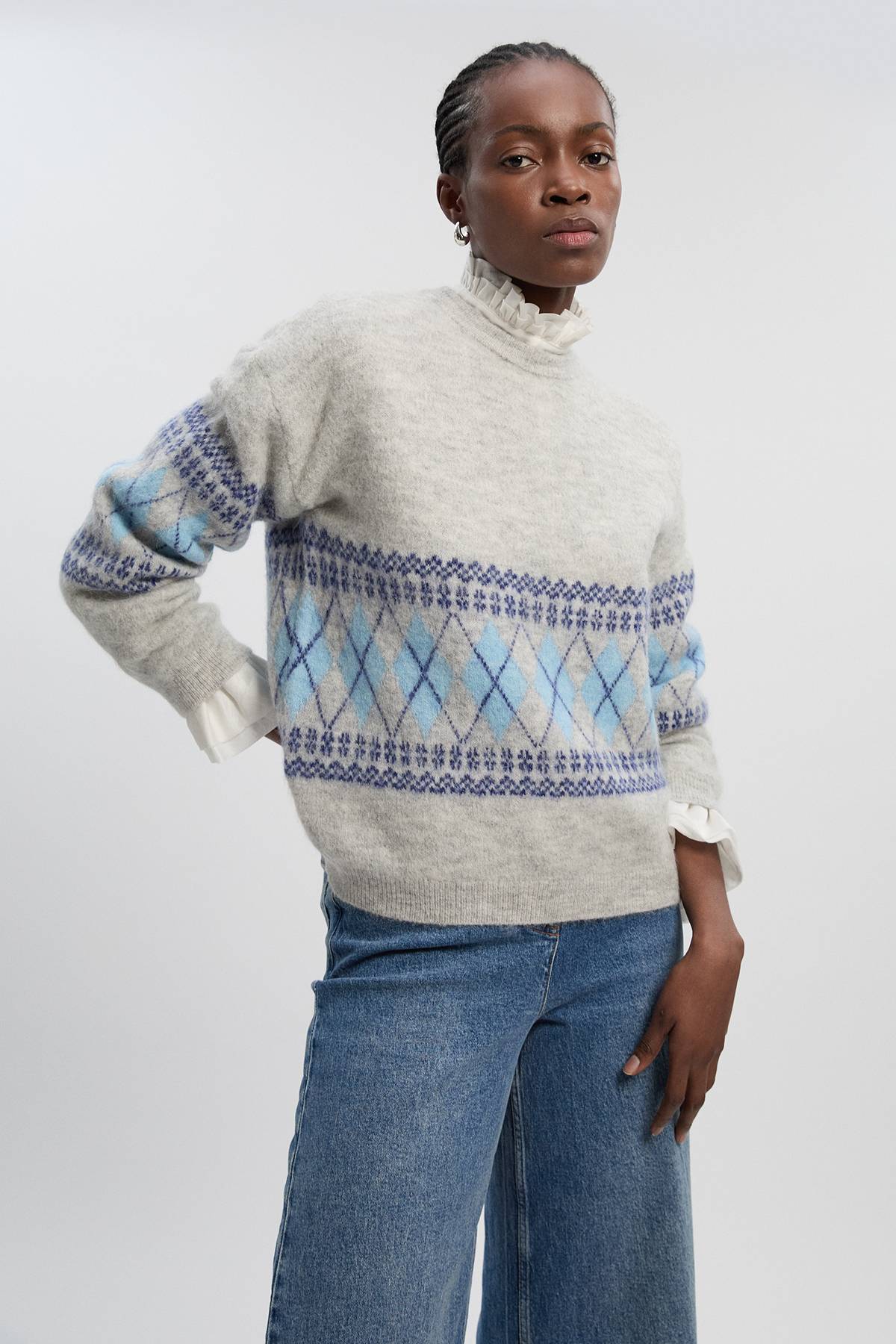 KarenMillen synthétiquell Tricoté Fairisle en Mélange de Laine d'Alpaga Premium