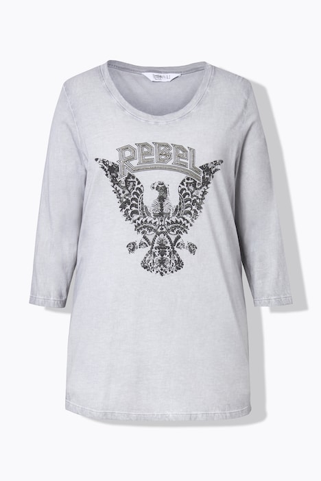 T-Shirt, REBEL-Motiv, 3/4-Ärmel