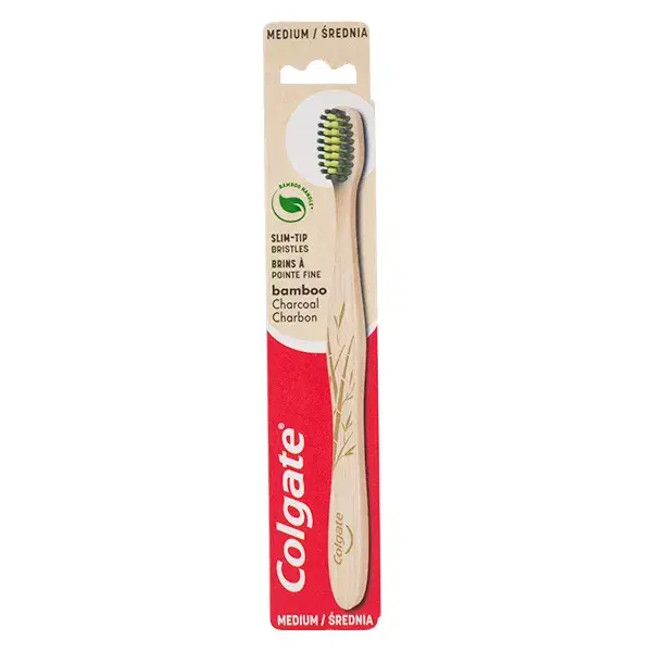 Escova de dentes de bambu Colgate tamanho médio