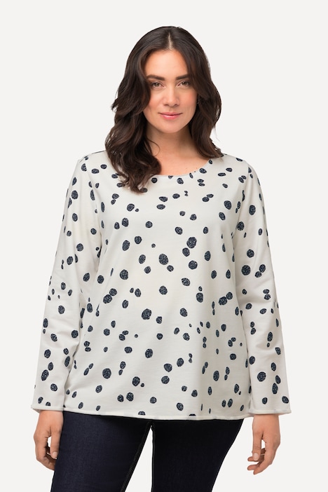 Sweatshirt, Punkte, offenkantig, Rundhals, Langarm