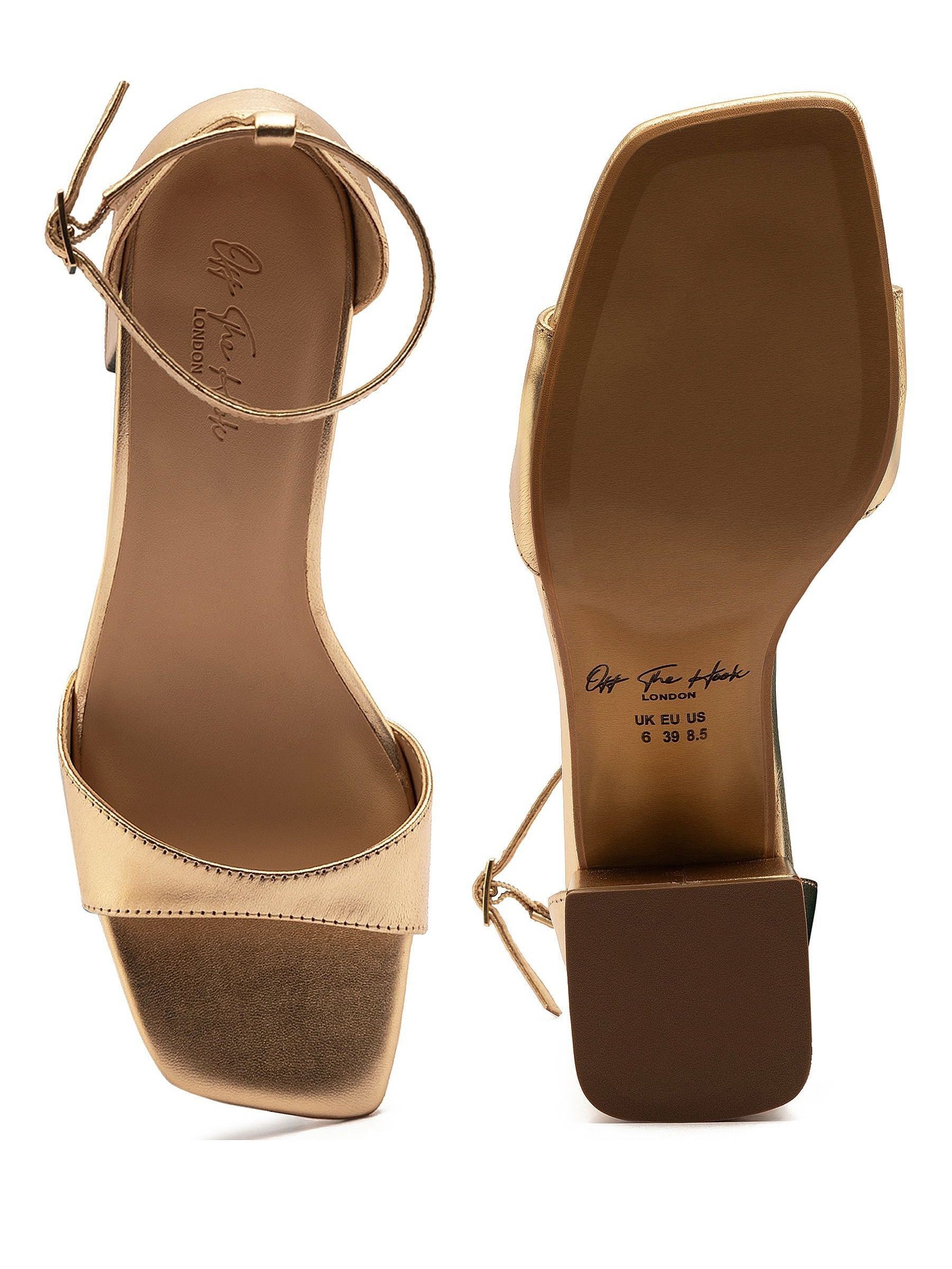 Goud - Off The Hook Knightsbridge Leather Block Heel Ankle Strap Sandals