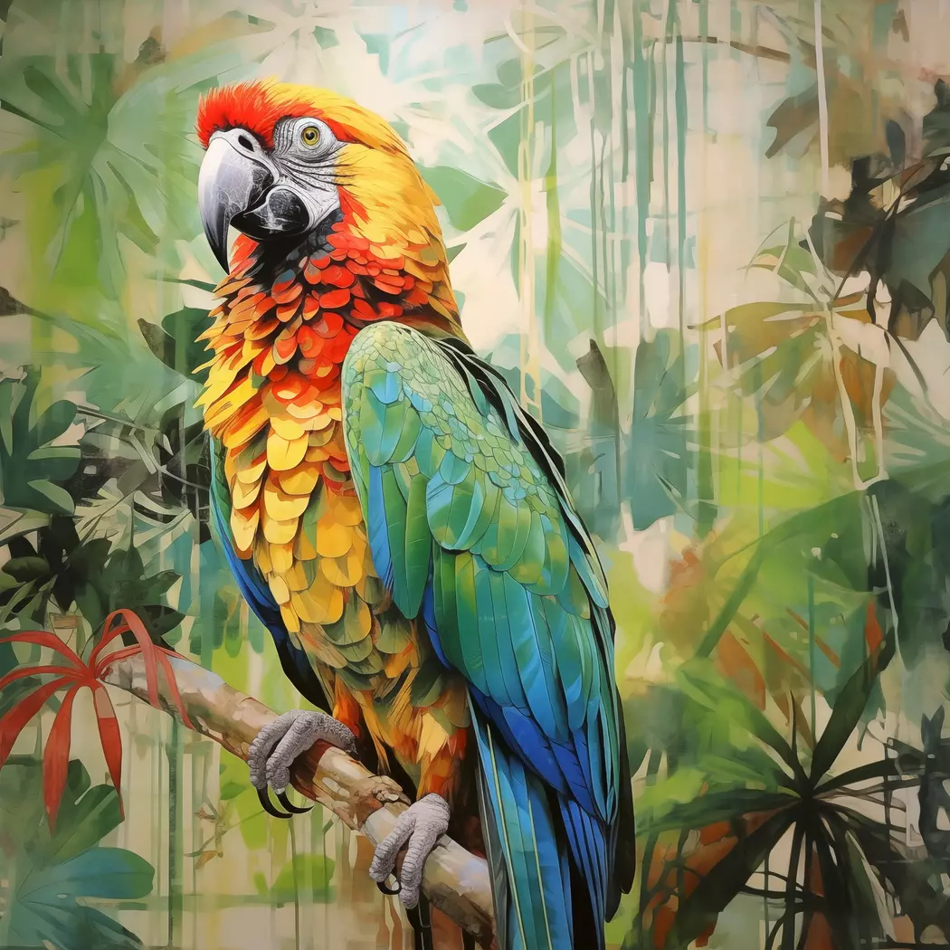 Glasbild 30 x 30 cm Parrot Jungle I