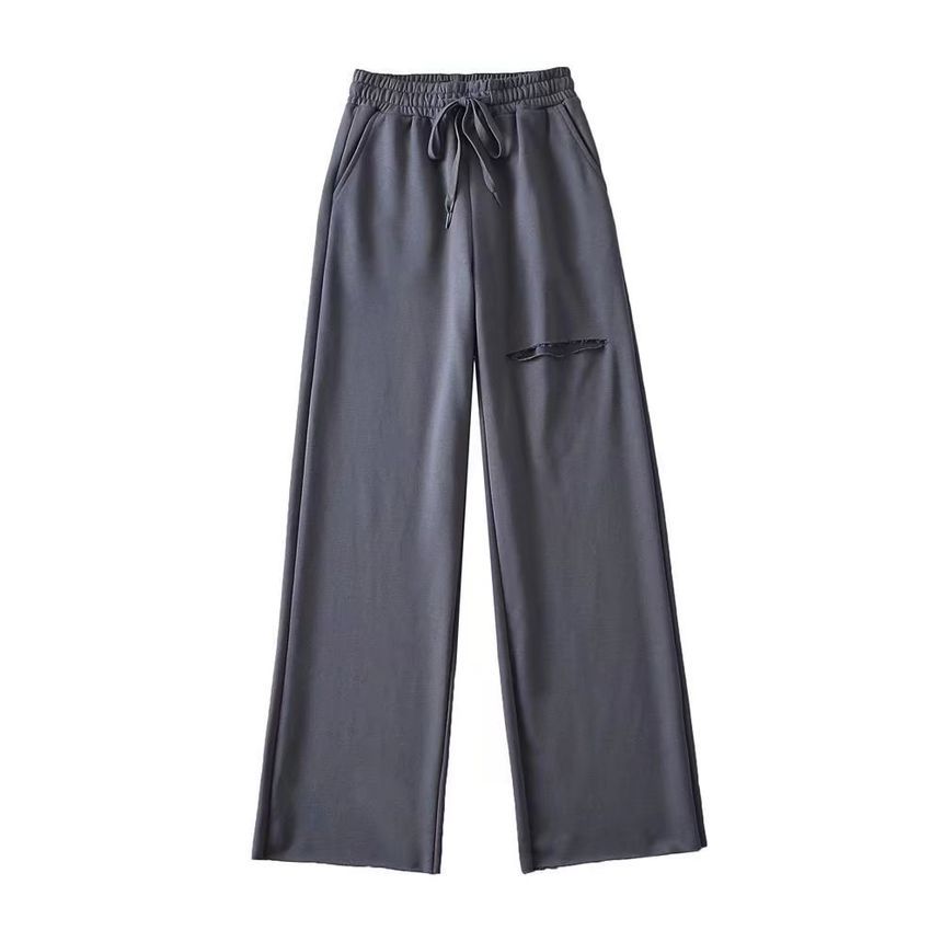 Webeisque - Hoge taille, versleten, wijde joggingbroek