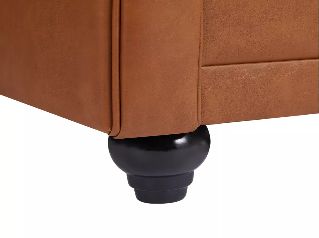 Canapé 2 places en cuir de vachette camel CHESTERFIELD