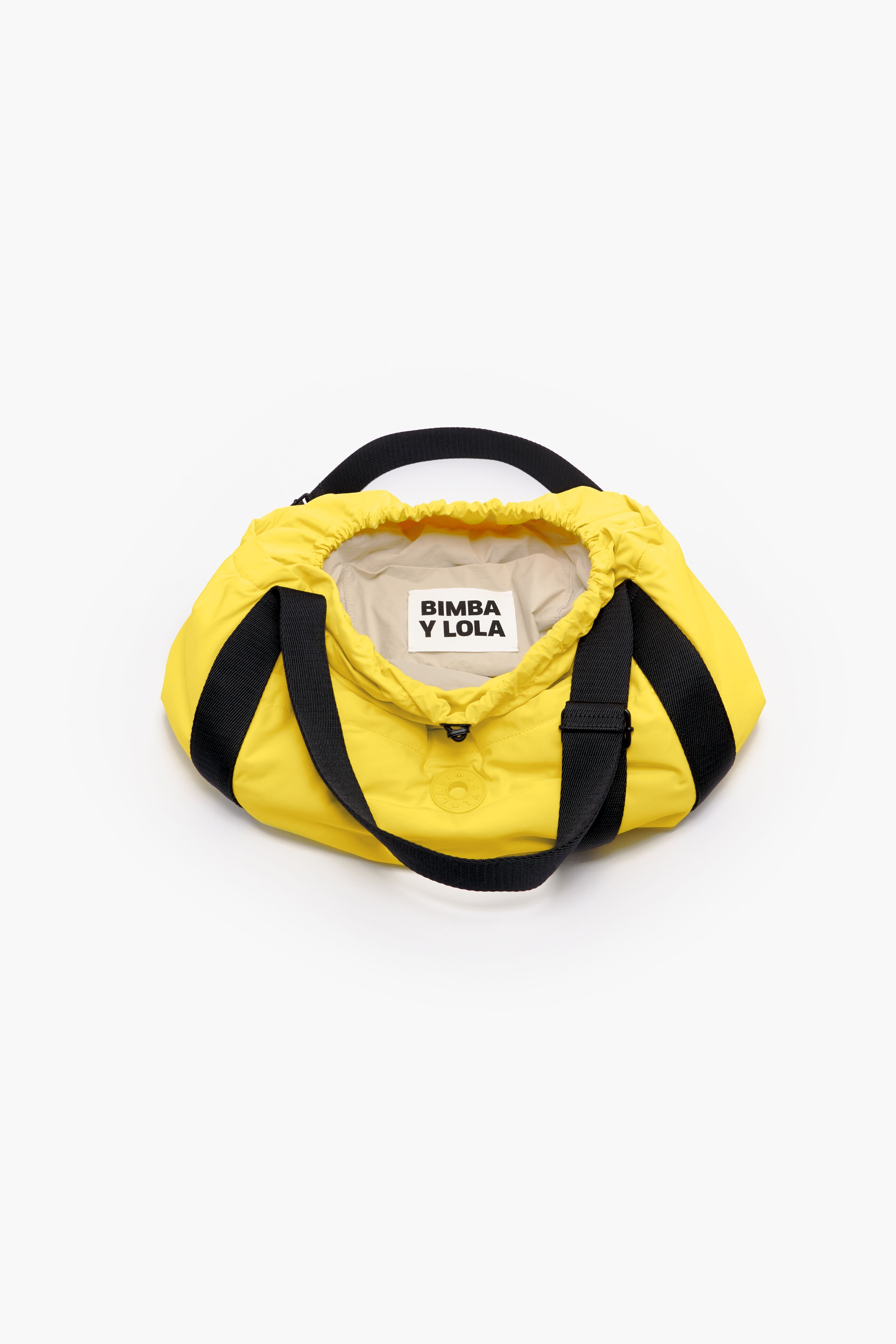 Saco grande de náilon amarelo com cordão