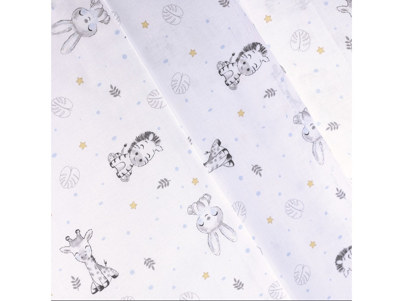 CONJUNTO DE LENÇOIS CAMA INTERBABY ESTAMPADO BRANCO/AZUL 60X120CM