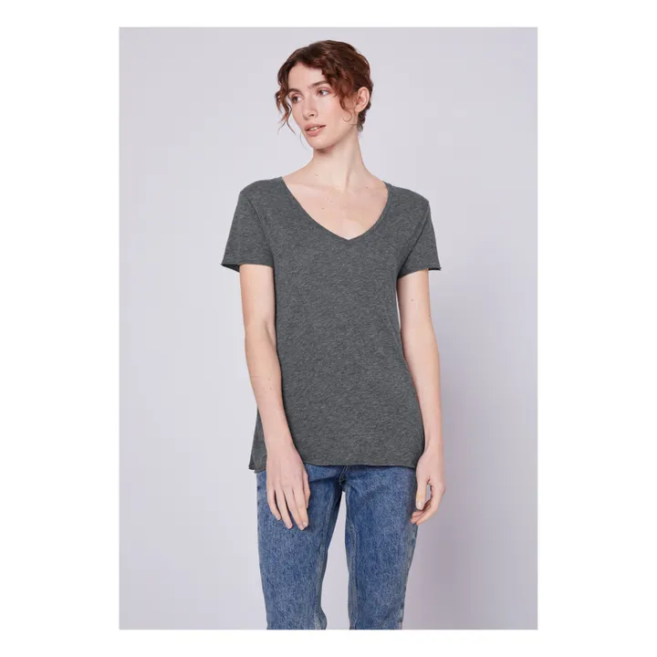 American Vintage T-shirt Col V Jacksonville | Gris anthracite chiné